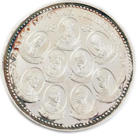 Bognár György (1944-) ~1998. 'A forradalom és szabadságharc 150. évfordulójára' Ag emlékérem sérült tokban (505g/0.999/100mm) T:1- (PP) patina, felületi karc