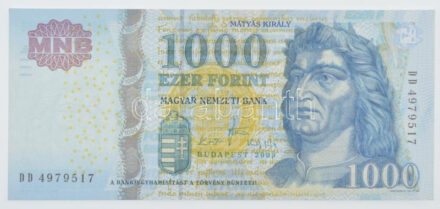 2009. 1000Ft 'DD 4979517' T:III szép papír Adamo F55K3