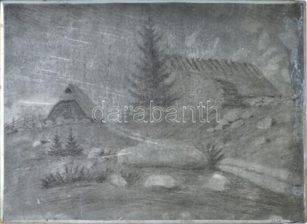 Jelzés nélkül: Táj, 1935. Fém nyomódúc. 41x30,5 cm