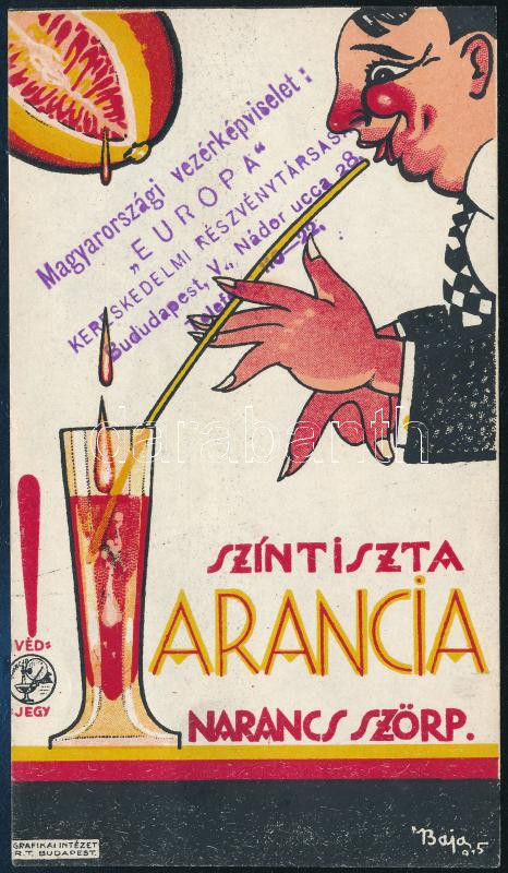 Arancia narancsszörp számolócédula