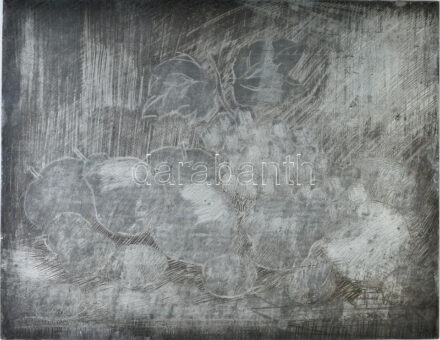 Olvashatatlan jelzéssel: Gyümölcs csendélet. Fém nyomódúc. 32x41 cm
