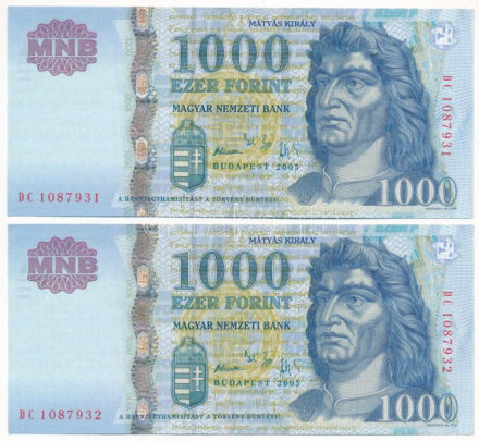 2005. 1000Ft (2x) sorszámkövetők 'DC 1087931 - DC 1087932' T:II Adamo F55F2