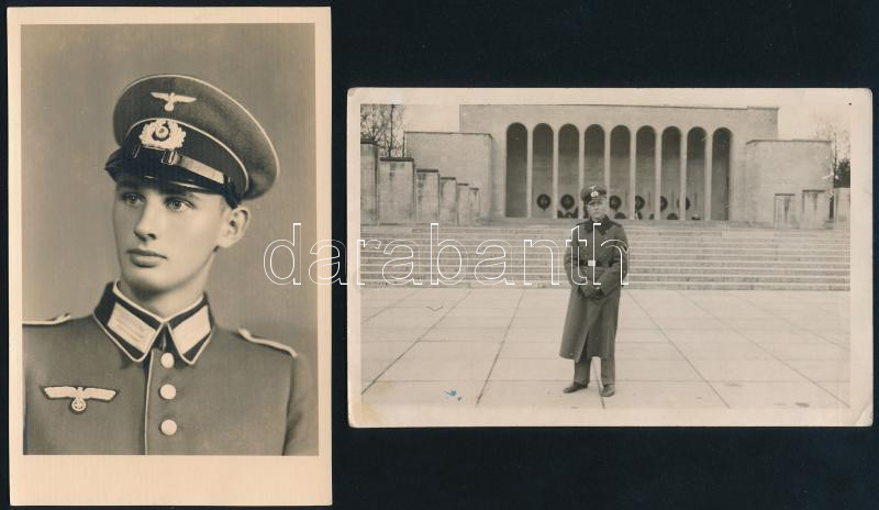 cca 1943 2 db német II. világháborús katona fotó, egyik nevesítve 9x14 cm