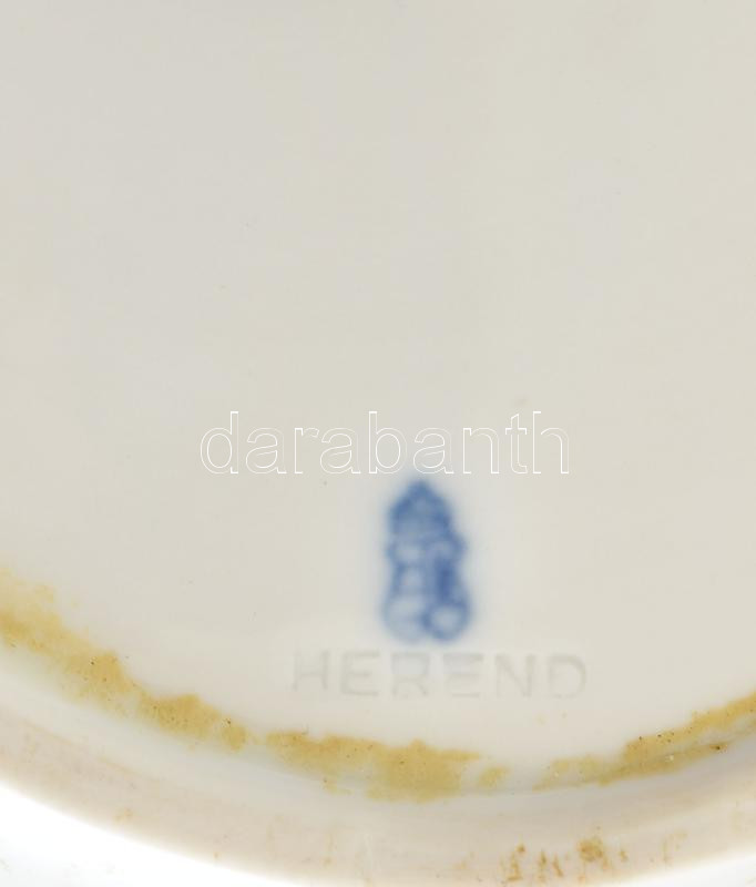 Herendi / Óherendi zöld virágmintás szószos tál aljjal, jelzett, kosz nyomokkal. 25x20,5x9 cm - Image 3