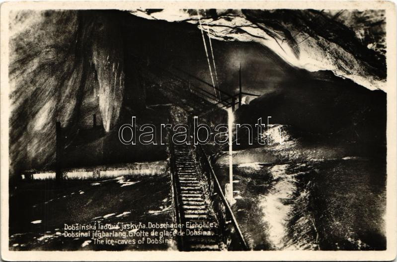 Dobsina, Dobschau; Dobsinská ladová jaskyna / Dobschauer Eishöhle / Dobsinai jégbarlang, belső. L. Szomoray kiadása / ice cave, interior, glacier