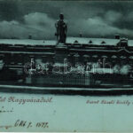 1899 (Vorläufer) Nagyvárad, Oradea; Szent László király szobra télen. Láng József kiadása / monument, statue in winter (gyűrődés / crease)
