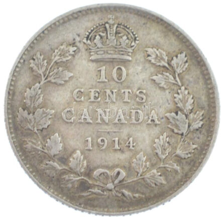 Kanada 1914. 10c Ag 'V. György' T:2- patina Canada 1914. 10 Cents Ag 'George V' C:VF patina Krause KM#23