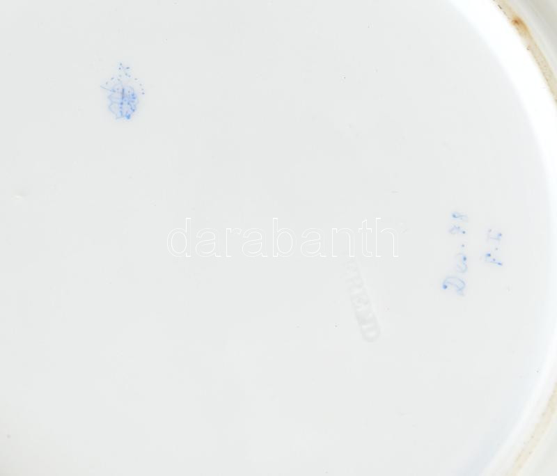 Antik Óherendi virágmintás tányér, jelzett, Des 78, kopásokkal, d: 20 cm - Image 2