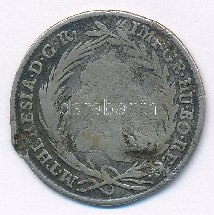 Ausztria 1754. 20kr Ag 'Mária Terézia' T:3,3- durva ph., patina Austria 1754. 20 Kreuzer Ag 'Maria Theresa' C:F,VG hard edge error, patina Krause KM#1814 - Image 2