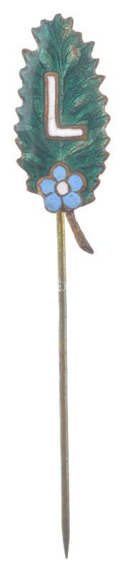 ~1930-1940. 'Leány levente' zománcos bronz kitűző (25x10mm) T:1-