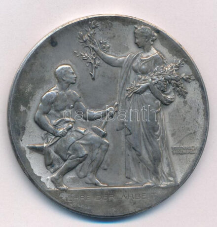 Németország DN 'A munka becsülete / Bajor Ipartestület - sok éves hűséges szolgálatért' kétoldalas, peremen jelzett Ag emlékérem, 'Carl Poellath - Schrobenhausen' gyártói jellel. Szign.: Heinrich Wadere (50,98g/0,990/50mm) T:1-