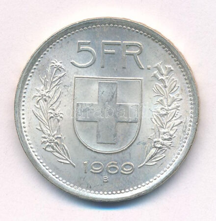 Svájc 1969B 5Fr Ag T:1- Switzerland 1969B 5 Francs Ag C:AU Krause KM#40