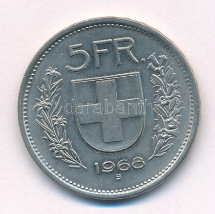 Svájc 1968B 5Fr Ag T:1- Switzerland 1968B 5 Francs Ag C:AU Krause KM#40