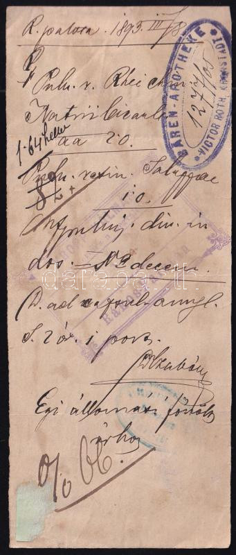 1893 Rákospalota, gyógyszerrecept több bejegyzéssel
