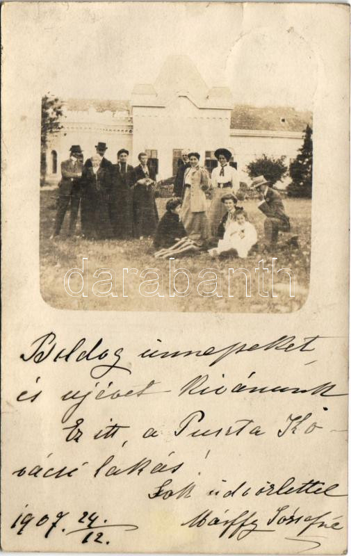 1907 Pusztakovácsi, Márffy kastély. Márffy Józsefné levele. photo (kis szakadás / small tear)