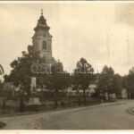 Szentgotthárd, Országzászló, Hősök szobra, emlékmű, templom. photo (11 cm x 8,3 cm) (ragasztónyom / glue marks)