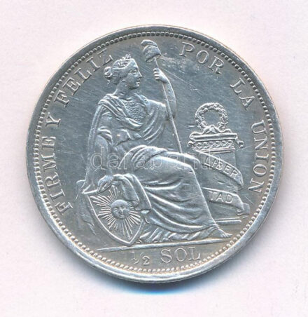 Peru 1916. 1/2S Ag T:1- Peru 1916. 1/2 Sol Ag C:AU Krause KM#203