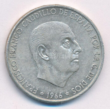 Spanyolország 1966. (68) 100P Ag 'Franco' T:2 Spain 1966. (68) 100 Pesetas Ag 'Franco' C:XF Krause KM#797