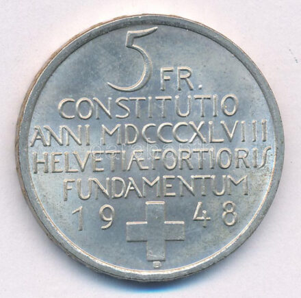 Svájc 1948B 5Fr Ag 'Svájci Alkotmány Centenáriuma' T:1- Switzerland 1948B 5 Francs Ag 'Swiss Constitution Centennial' C:AU Krause KM#48