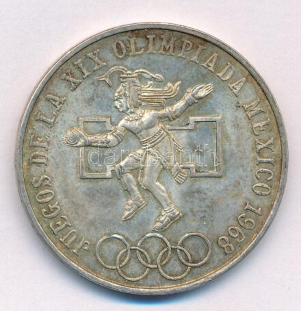Mexikó 1968. 25P Ag 'Olimpia' T:1- patina Mexico 1968. 25 Pesos Ag 'Olympia' C:AU patina Krause KM#479.1