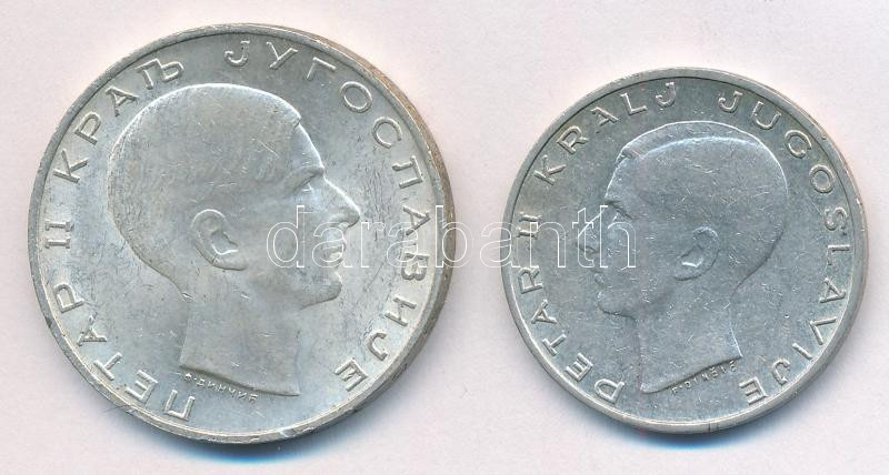 Jugoszlávia 1938. 20D Ag 'II. Péter' + 1938. 50D Ag 'II. Péter' T:2 Yugoslavia 1938. 20 Dinara Ag 'Petar II' + 50 Dinara Ag 'Petar II' C:XF