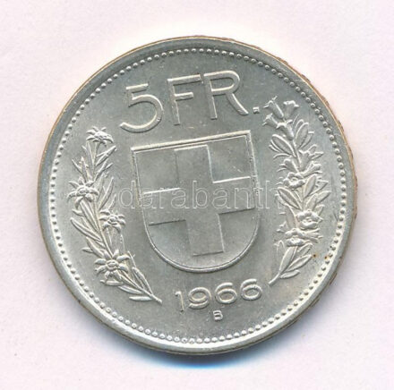 Svájc 1966B 5Fr Ag T:1- Switzerland 1966B 5 Francs Ag C:AU Krause KM#40