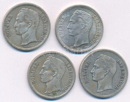 Venezuela 1935-1960. 1B Ag (4x) T:1--2- Venezuela 1935-1960. 1 Bolivar Ag (4x) C:AU-F