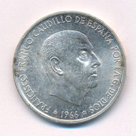 Spanyolország 1966. (68) 100P Ag 'Franco' T:1- fo. Spain 1966. (68) 100 Pesetas Ag 'Franco' C:AU dirty Krause KM#797