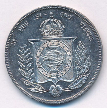 Brazília 1855. 1000R Ag T:1- Brazil 1855. 1000 Reis Ag C:AU Krause KM# 465