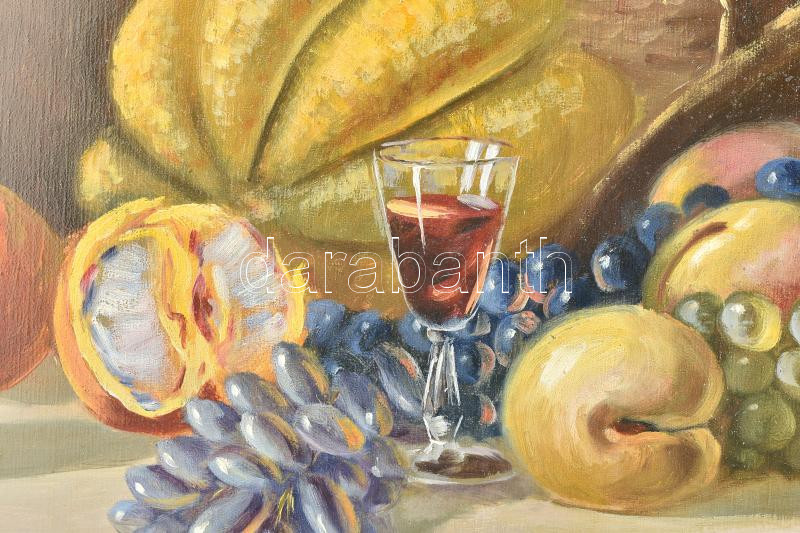 Guba György (?-?): Csendélet. Olaj, vászon, jelezve jobbra lent. 60x80 cm Sérüléssel - Image 2