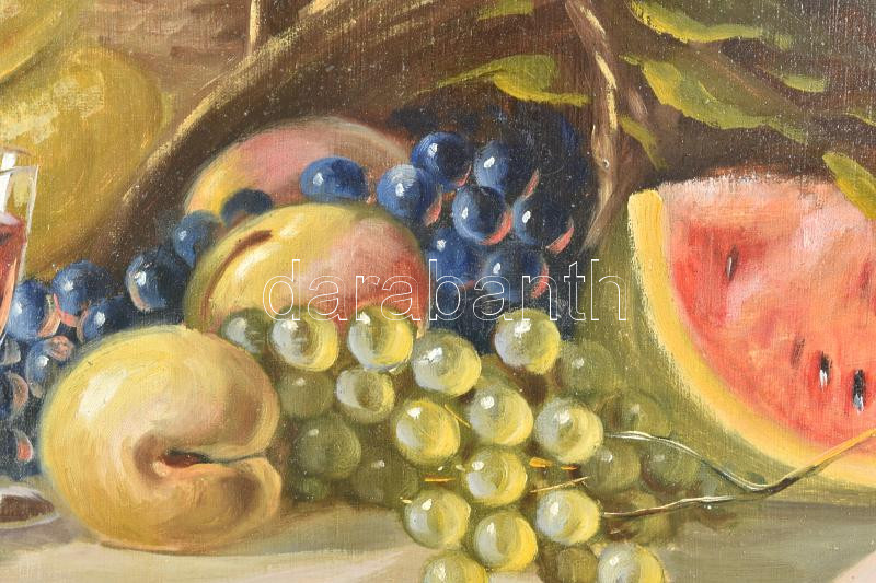 Guba György (?-?): Csendélet. Olaj, vászon, jelezve jobbra lent. 60x80 cm Sérüléssel - Image 3