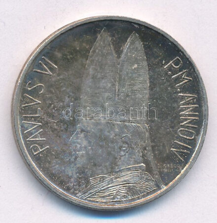 Vatikán 1966. 500L Ag 'VI. Pál pápa' T:1- patina Vatican 1966. 500 Lire Ag 'Paul VI' C:AU patina Krause KM #91