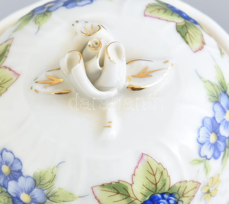 Hollóházi szedres cukortartó, matricás, jelzett, kopott, m: 11 cm - Image 2