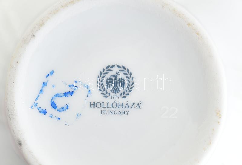 Hollóházi szedres cukortartó, matricás, jelzett, kopott, m: 11 cm - Image 3
