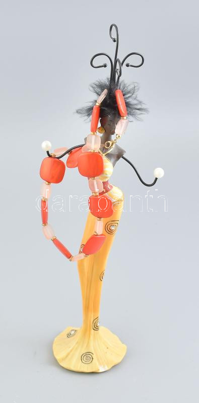 Afrikai nő formájú nyaklánc tartó figura + bizsu nyaklánc 38 cm
