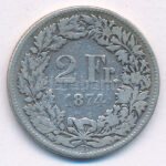 Svájc 1874B 2Fr Ag T:3 Switzerland 1874B 2 Francs AG C:F Krause Y#32