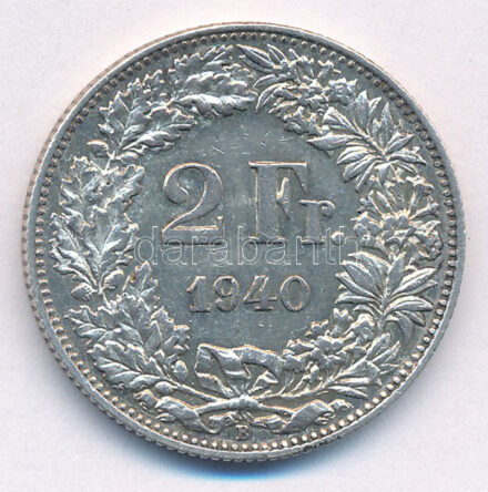 Svájc 1940B 2Fr Ag T:2 Switzerland 1940B 2 Francs Ag C:XF Krause KM#21