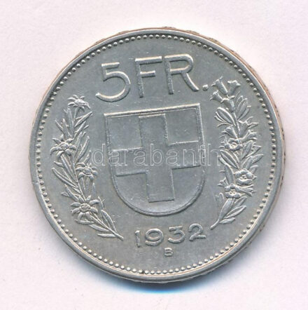 Svájc 1932B 5Fr Ag T:2 Switzerland 1932B 5 Francs Ag C:XF Krause KM#402