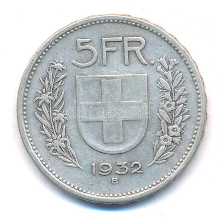 Svájc 1932B 5Fr Ag T:2- Switzerland 1932B 5 Francs Ag C:VF Krause KM#402