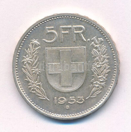 Svájc 1953B 5Fr Ag T:2 Switzerland 1953B 5 Francs Ag C:XF Krause KM#40