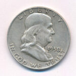 Amerikai Egyesült Államok 1958D 1/2$ Ag 'Franklin' T:2 USA 1958D 1/2 Dollar Ag 'Franklin' C:XF Krause KM#199
