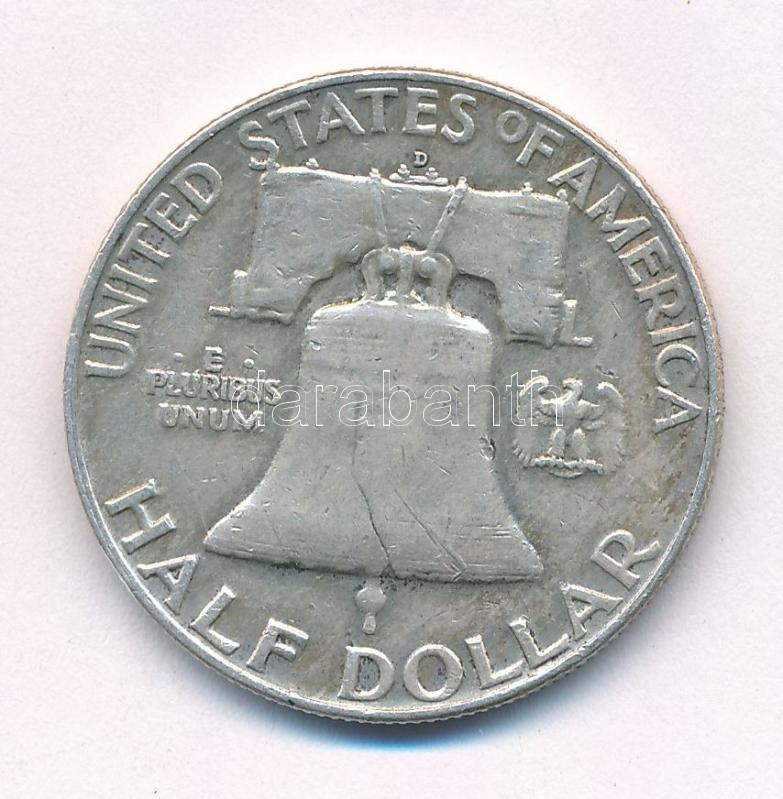Amerikai Egyesült Államok 1958D 1/2$ Ag 'Franklin' T:2 USA 1958D 1/2 Dollar Ag 'Franklin' C:XF Krause KM#199 - Image 2