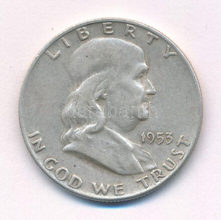 Amerikai Egyesült Államok 1953D 1/2$ Ag 'Franklin' T:2- USA 1953D 1/2 Dollar Ag 'Franklin' C:VF Krause KM#199