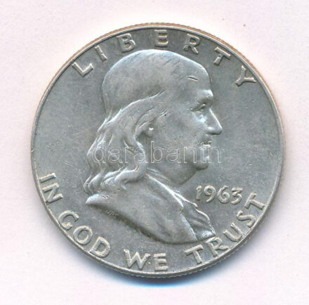 Amerikai Egyesült Államok 1963D 1/2$ Ag 'Franklin' T:2 USA 1963D 1/2 Dollar Ag 'Franklin' C:XF Krause KM#199