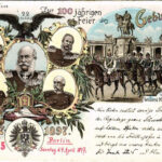 1797-1897 (Vorläufer) Zur Erinnerung an die 100 jähr. Wiederkehr des Geburtstages Kaiser Wilhelm I. / 100th Birthday anniversary of William I. Art Nouveau, floral, litho (EK)