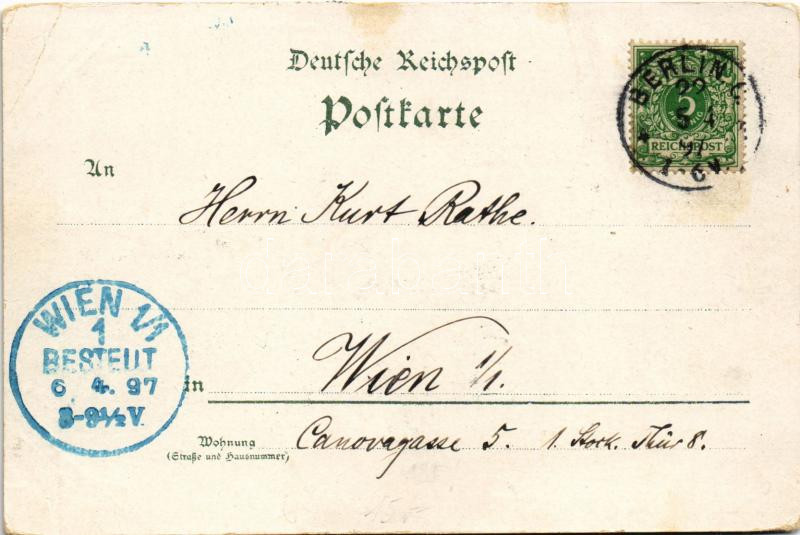 1797-1897 (Vorläufer) Zur Erinnerung an die 100 jähr. Wiederkehr des Geburtstages Kaiser Wilhelm I. / 100th Birthday anniversary of William I. Art Nouveau, floral, litho (EK) - Image 2