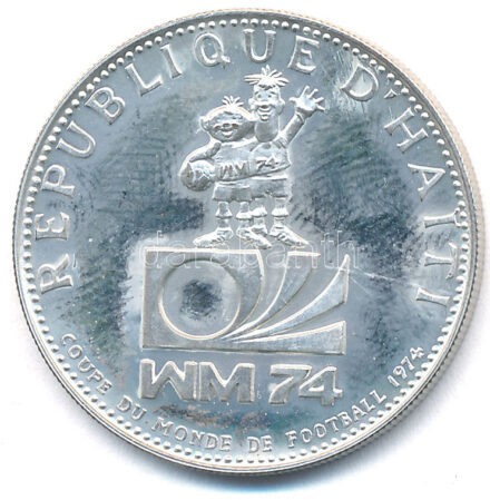 Haiti 1973. 25G Ag '1974-es Labdarúgó Világbajnokság' T:1- (PP) Haiti 1973. 25 Gourdes Ag '1974 World Cup' C:AU (PP) Krause KM#?103
