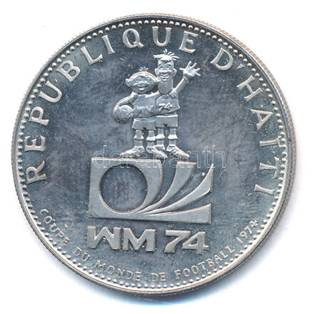 Haiti 1973. 25G Ag '1974-es Labdarúgó Világbajnokság' T:1- (PP) kis patina Haiti 1973. 25 Gourdes Ag '1974 World Cup' C:AU (PP) small patina Krause KM#?112
