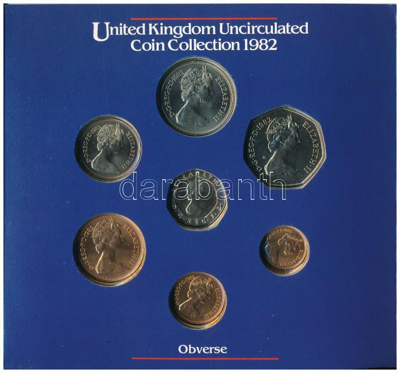 Nagy-Britannia 1982. 1/2p-50p 'II. Erzsébet' forgalmi sor karton dísztokban, a belső tok ragasztása elengedett T:BU United Kingdom 1982. 1/2 Penny - 50 Pence 'Elizabeth II' coin set in cardboard case, the gluing of the case is loosed C:BU - Image 3
