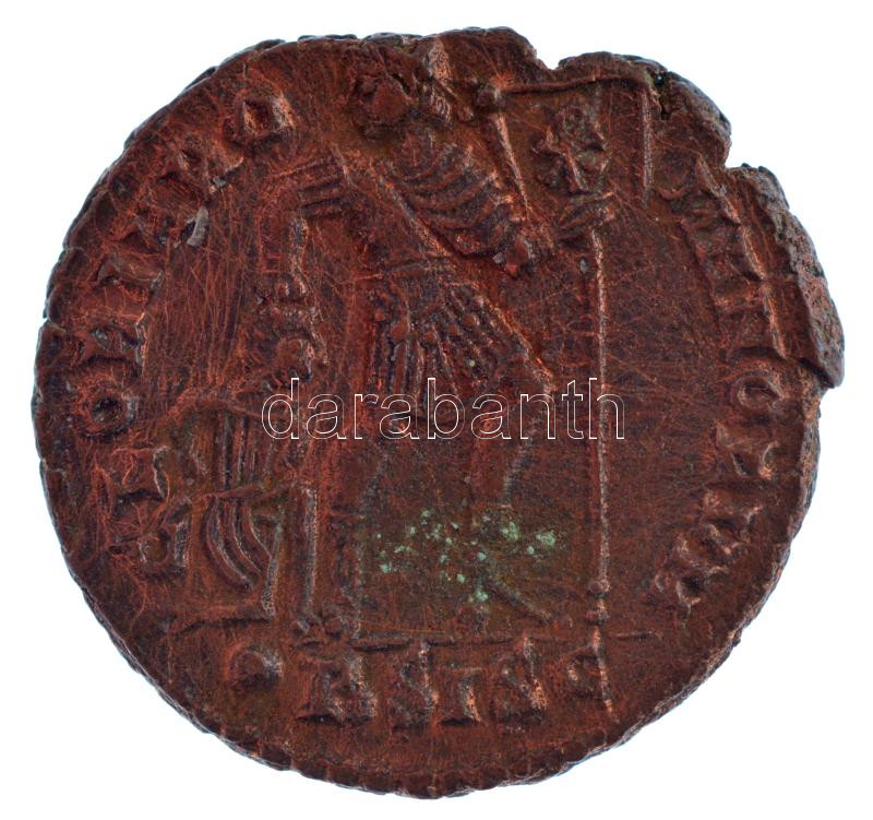 Római Birodalom / Siscia / Valens 364-367. AE3 bronz (2,36g) T:1-,2 patina, kis kitörés Roman Empire / Siscia / Valens 364-367. AE3 bronze 'DN VALEN-S PF AVG / GLORIA RO-MANORVM - dot - BSISC' (2,36g) C:AU,XF patina, cracked RIC IX 5b, type ii. - Image 2